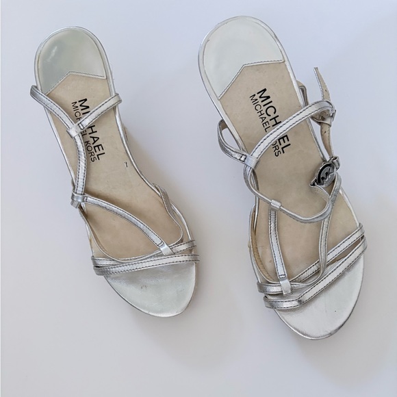 Michael Kors Silver Strappy Sandals - Picture 1 of 5